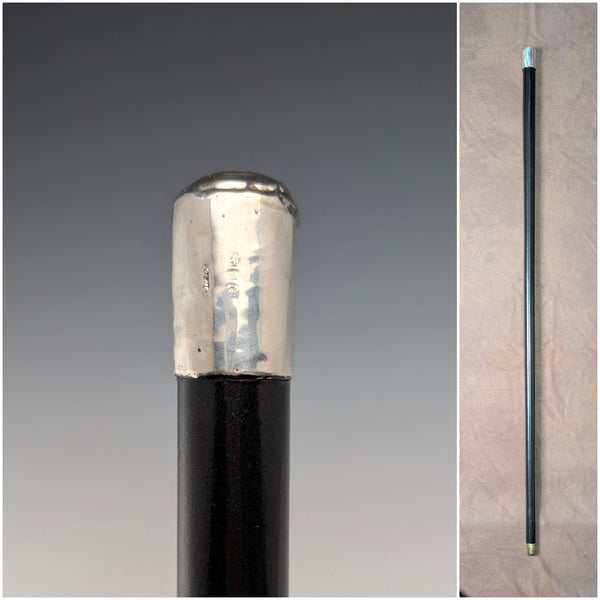 1897年 英国アンティーク ブラックシャフト 純銀製ロンデルハンドル ステッキ 90cm GL&Co